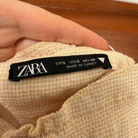 ZARA Textured Gingham Ruched Stretch Bustier Crop Top - Picture 4 of 6